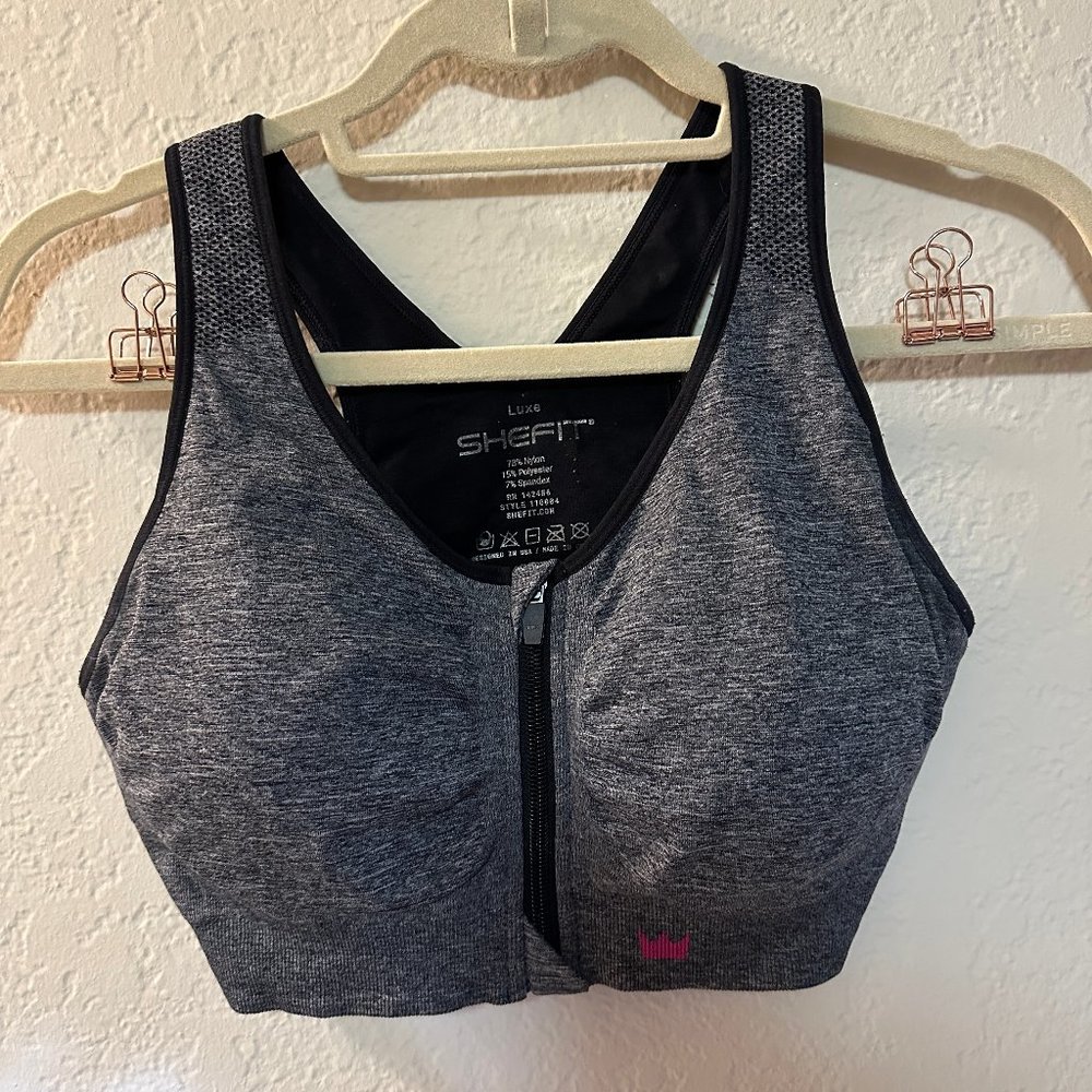 SheFit Zip Up Lounge Sports Bra - Luxe (Large)
